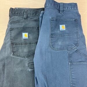 2 Pair of Carhartt Relaxed Fit Rugged-Flex Canvas Work Pants size: 34 x 32